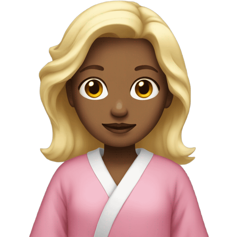 girl with blonde hair wearing a pink robe emoji