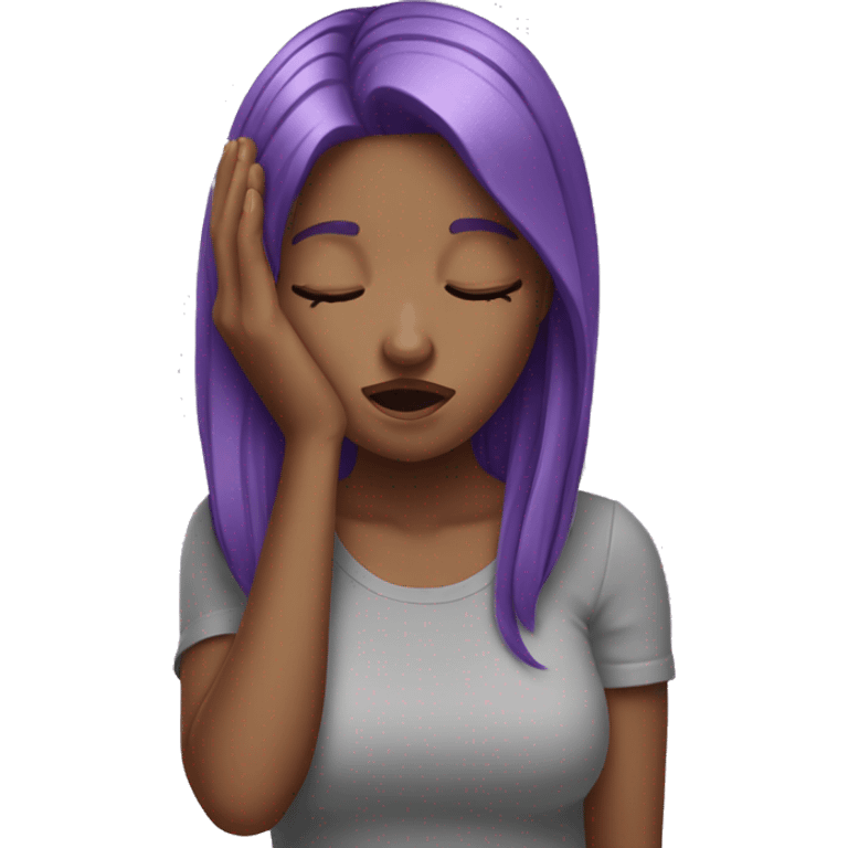 Purple hair girl doing a face palm emoji