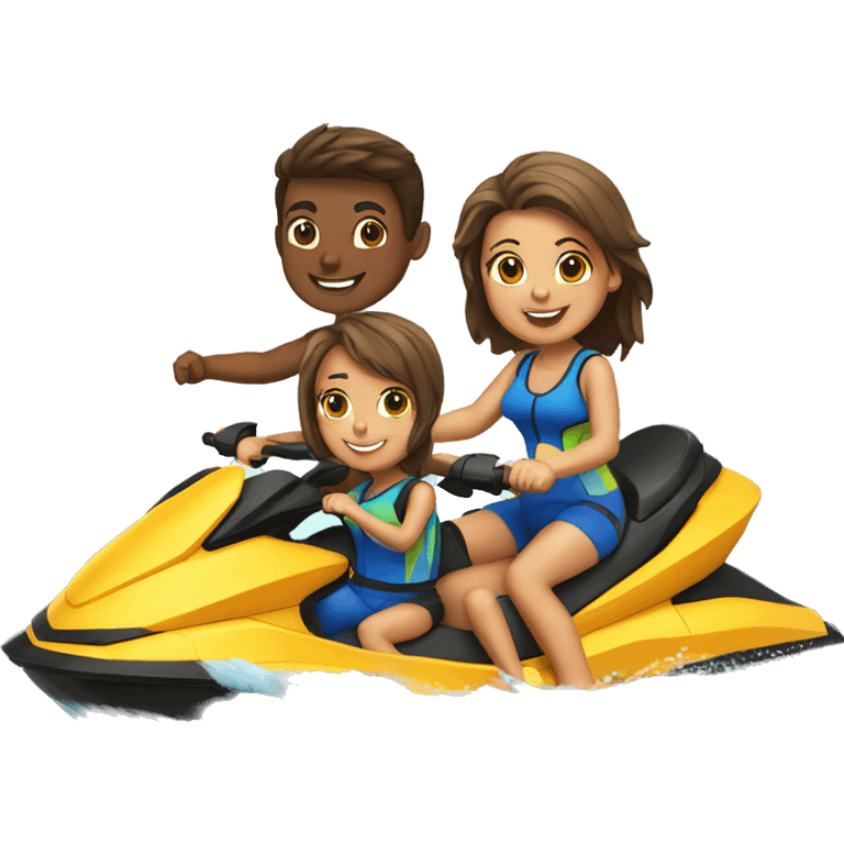 two girls and two boys on jet ski emoji