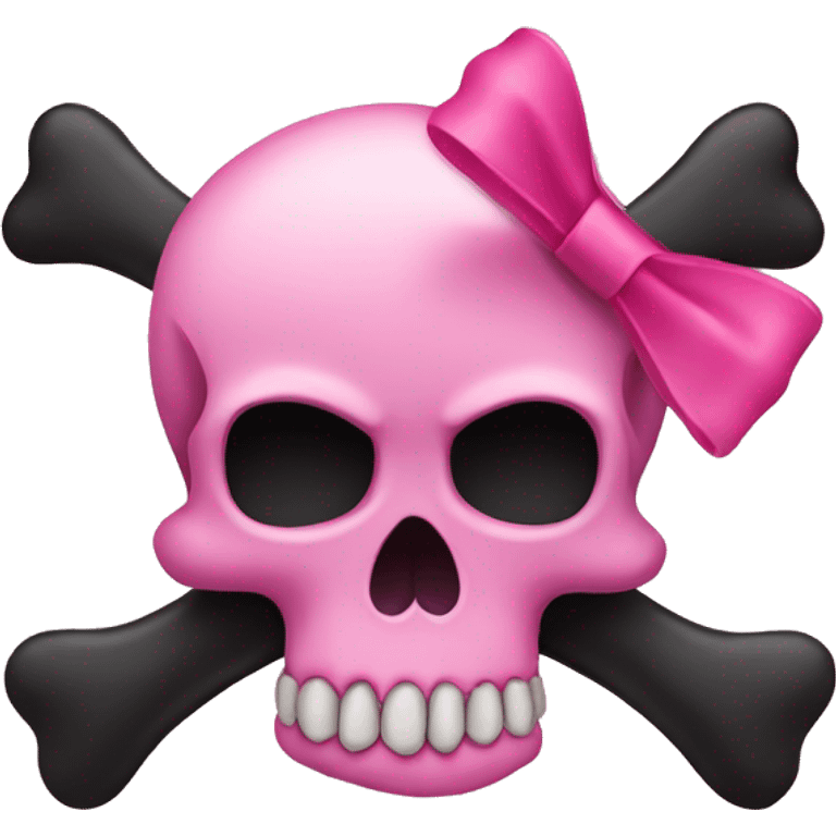 Pink Skull and crossbones with black  bow  emoji