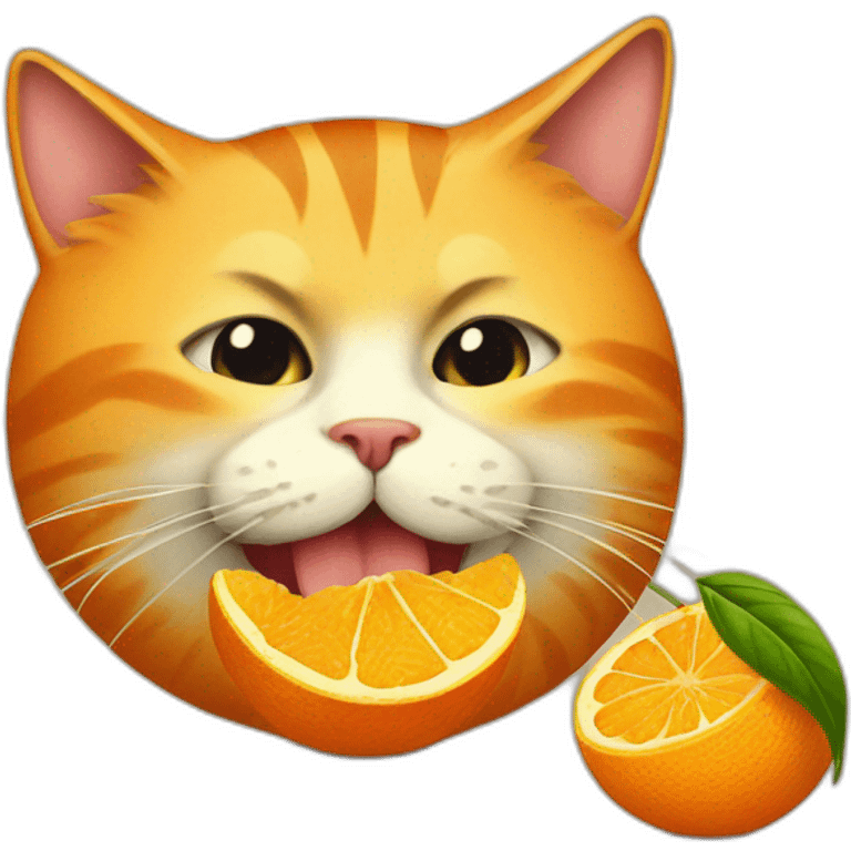 vintage cat eating an orange emoji