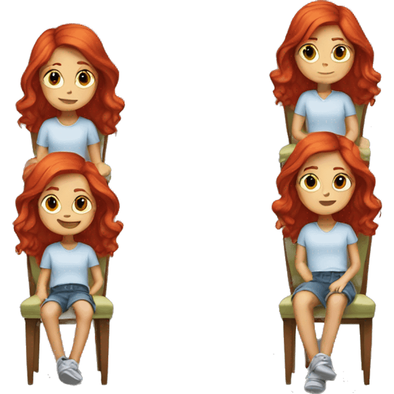 Girl with red hair in a chair  emoji