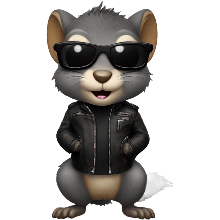 Squirrel wearing a black motorcycle jacket and sunglasses  emoji