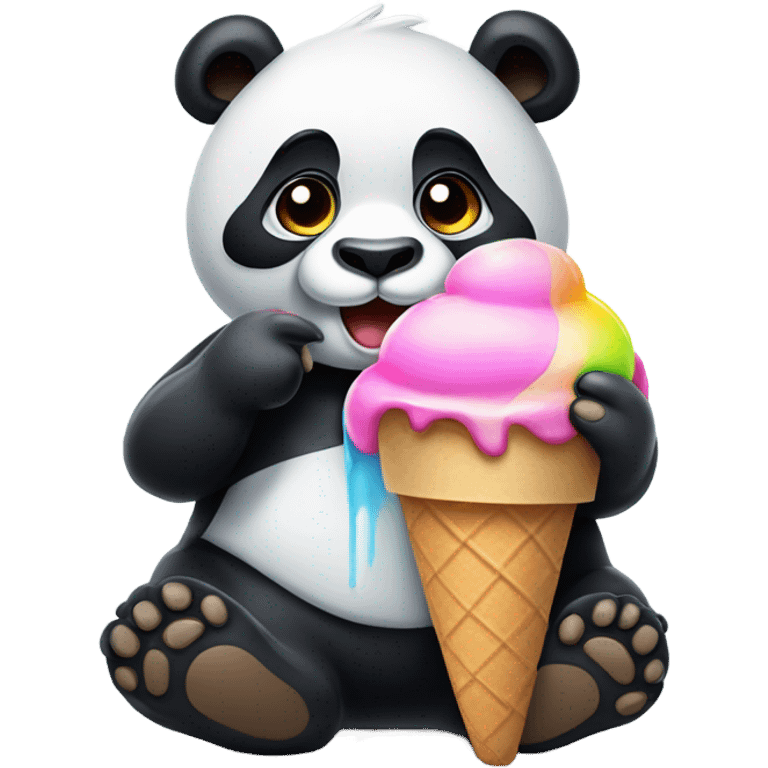 Panda eating ice cream emoji