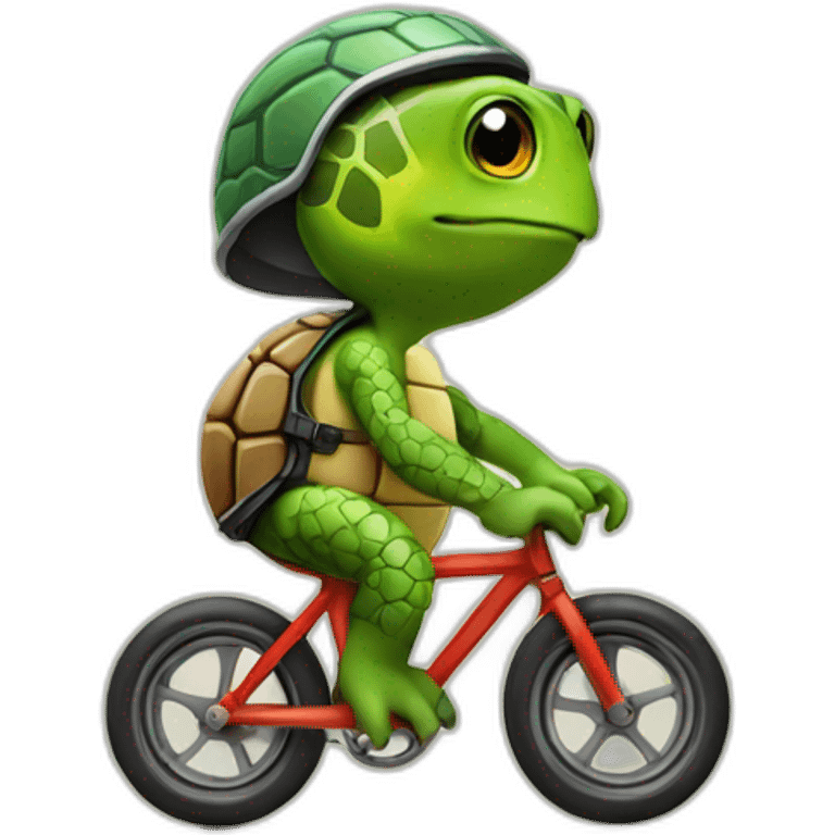 Turtle riding a roadbike, wearing a helmet  emoji