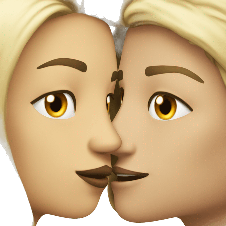 Brunette girl and blonde guy kiss emoji