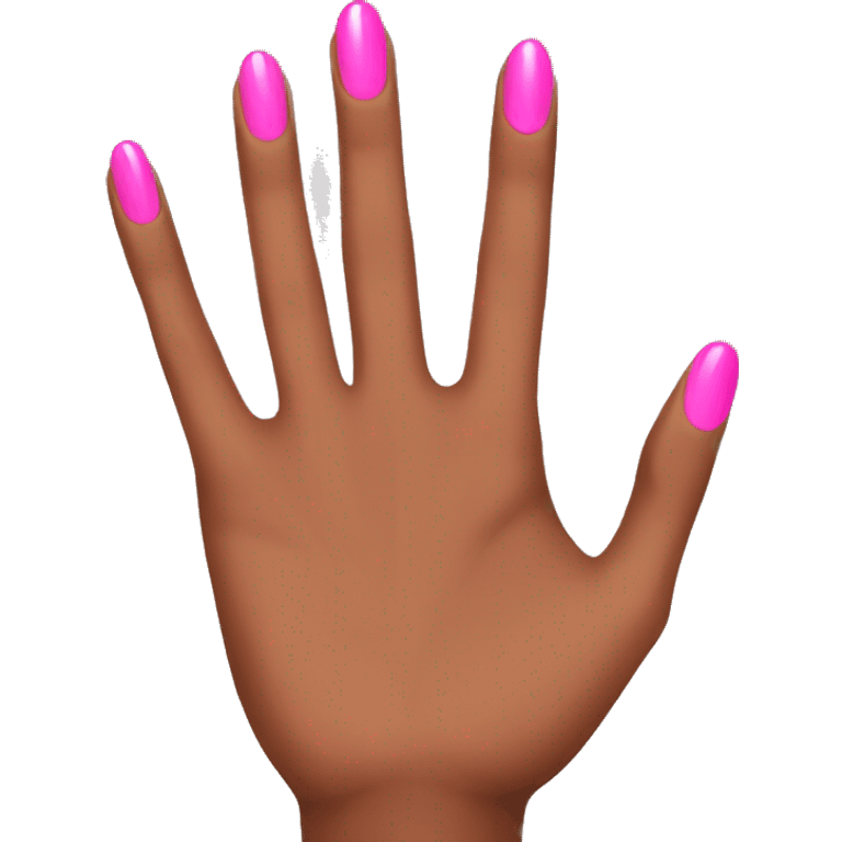 brown skin hand with pink nails emoji