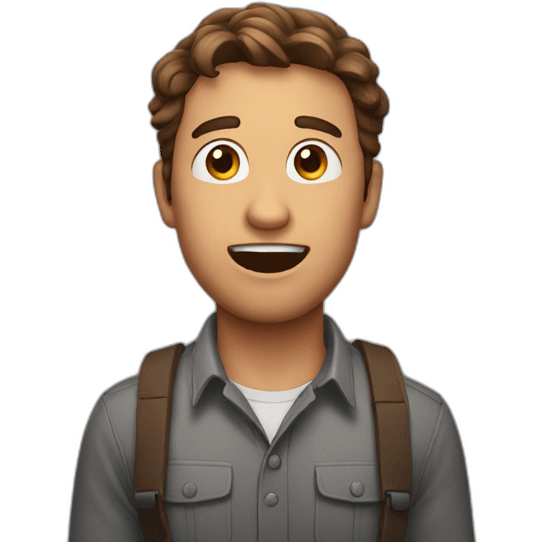 man surprised face with brown hair emoji