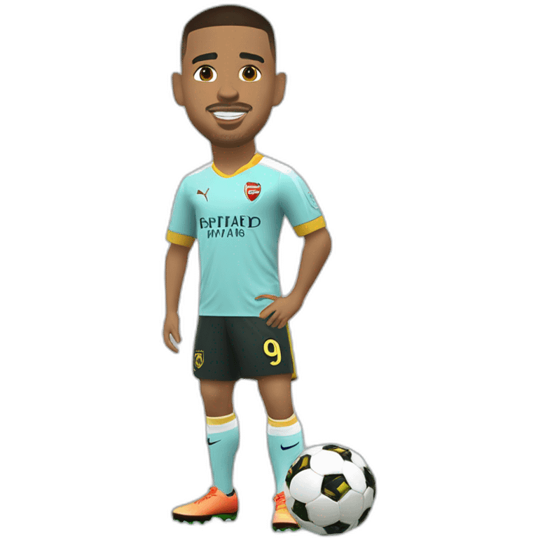 gabriel jesus atacante do arsenal fc com uma bola de futebol emoji