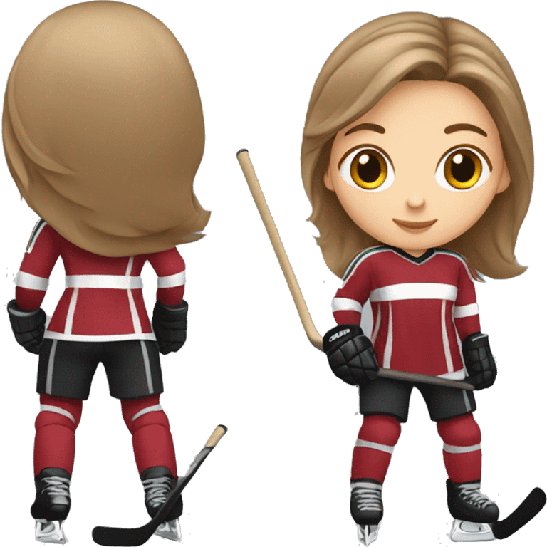 white brown hair Girl ice hockey player  emoji