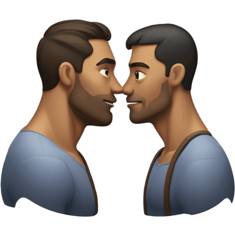 Gay couple kissing one small and skinny and the other massive and muscular emoji