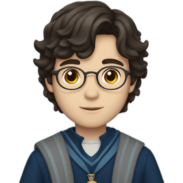 Boy with dark brown hair in ravenclaw emoji