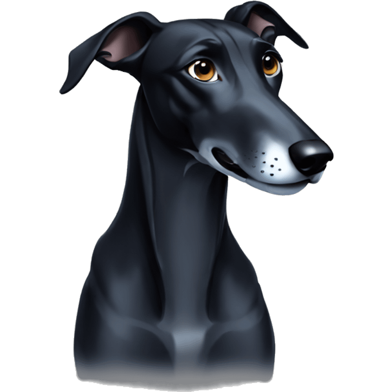 All black greyhound with blue eyes emoji