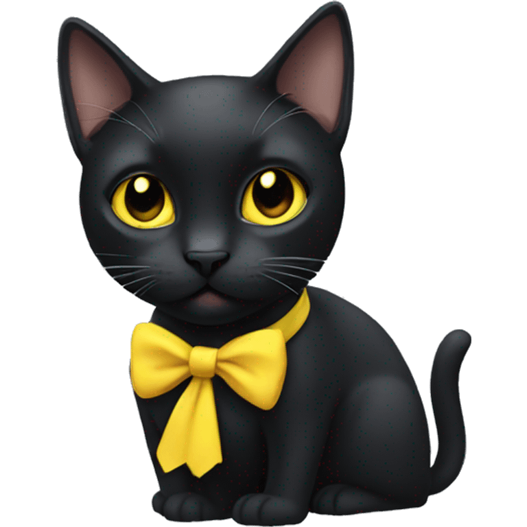 Black Cat with yellow bow tie emoji