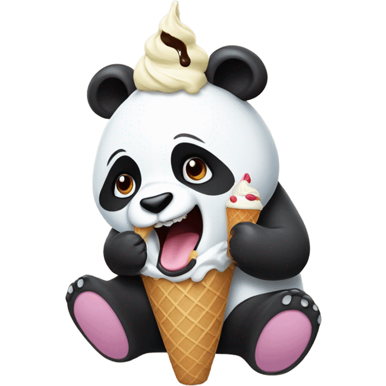 Panda eating ice cream emoji