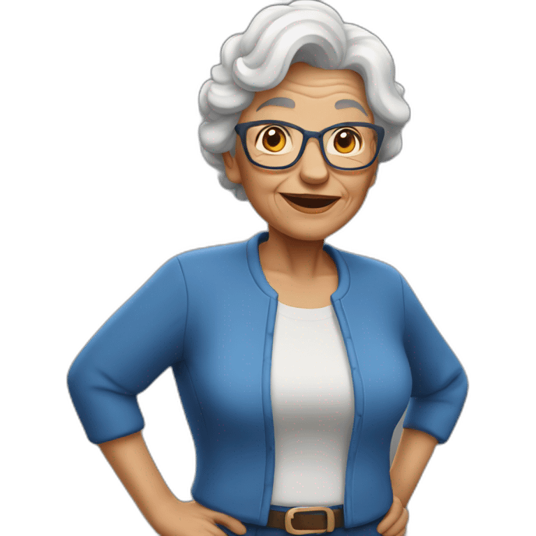 full grandmother in blue trousers emoji