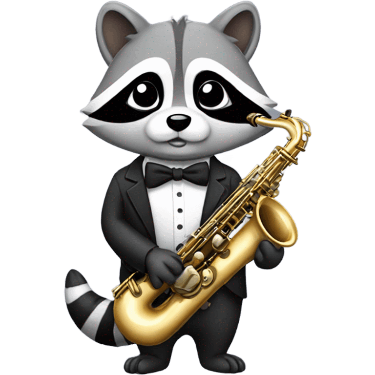 Raccoon with saxophone in tuxedo  emoji