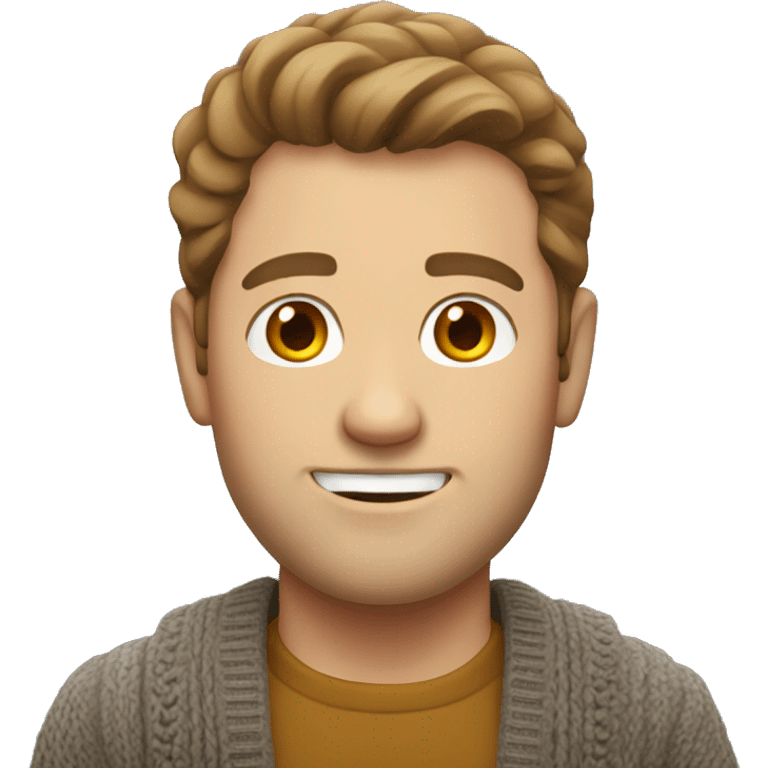 White man, brown hair, cardigan  emoji