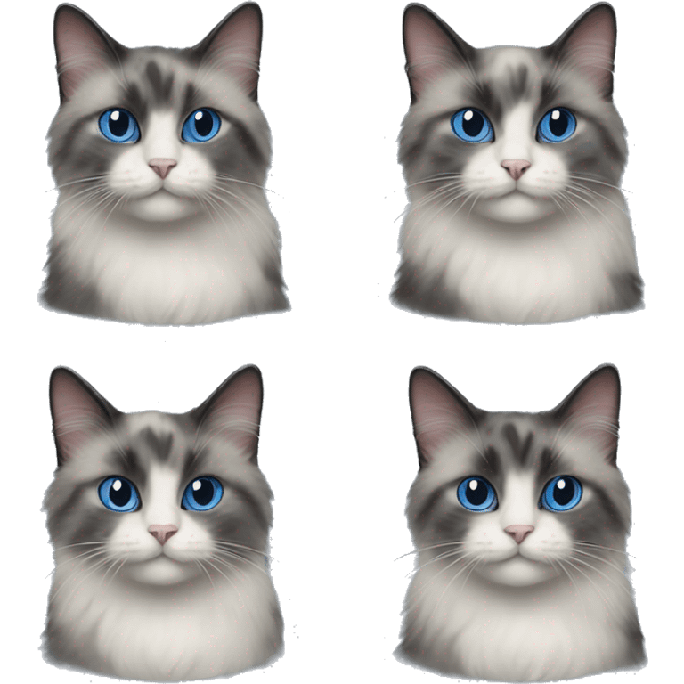 Blue tortie ragdoll cat playing emoji