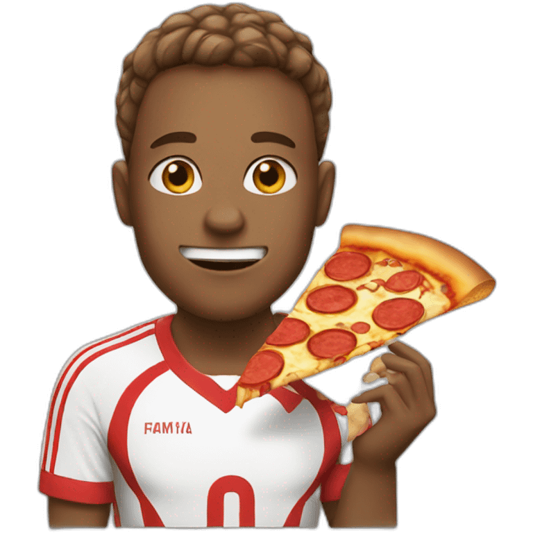 soccer player with pizza in mouth emoji