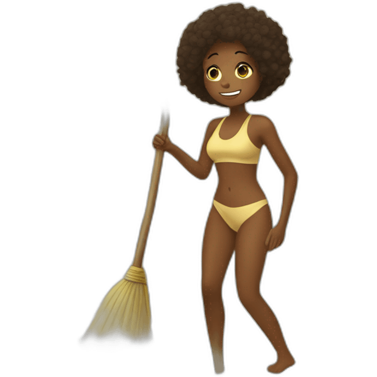 a girl in a bathhouse with a broom steams in a steam room emoji