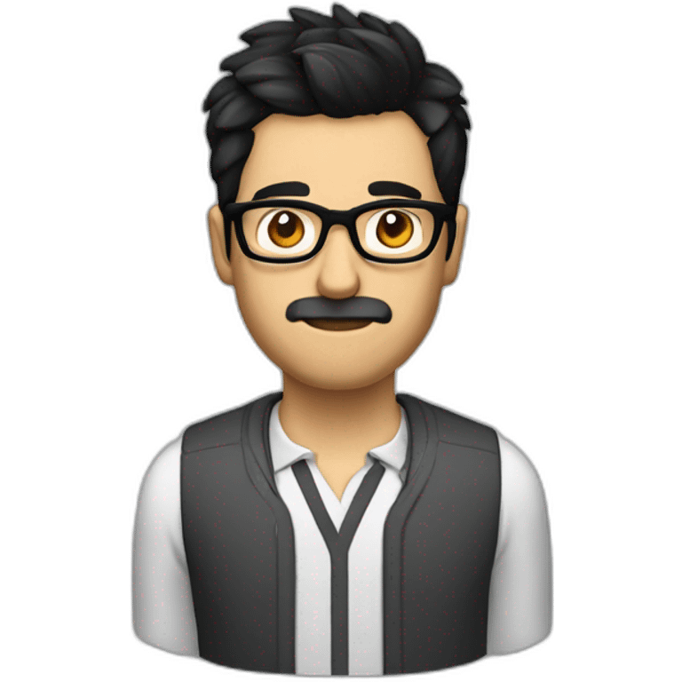 short beard man glasses nerd pixel with black hair and short hair Backcombing emoji