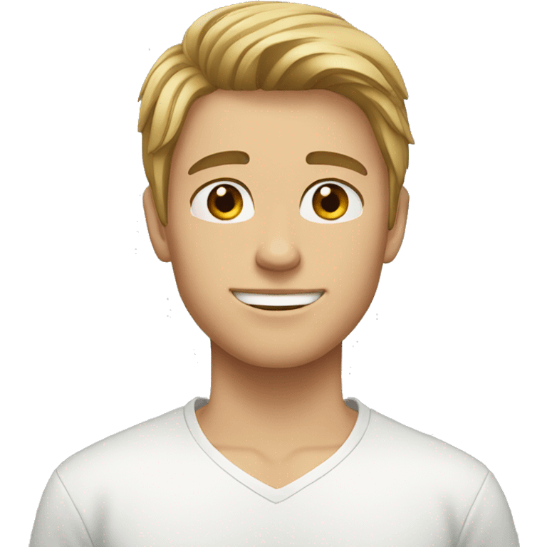 young man with brown/blonde hair, brown eyes, fit emoji