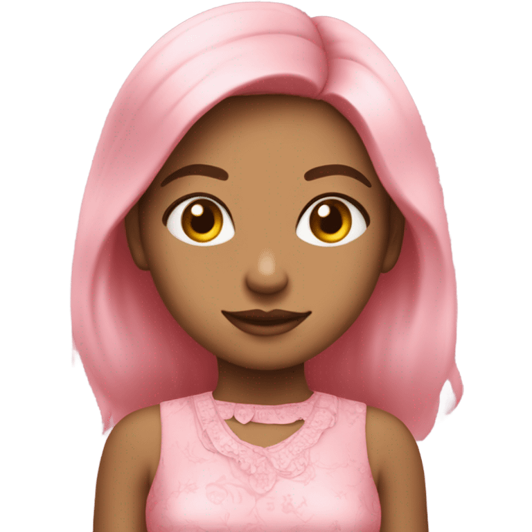 Menina loira com vestido rosa  emoji