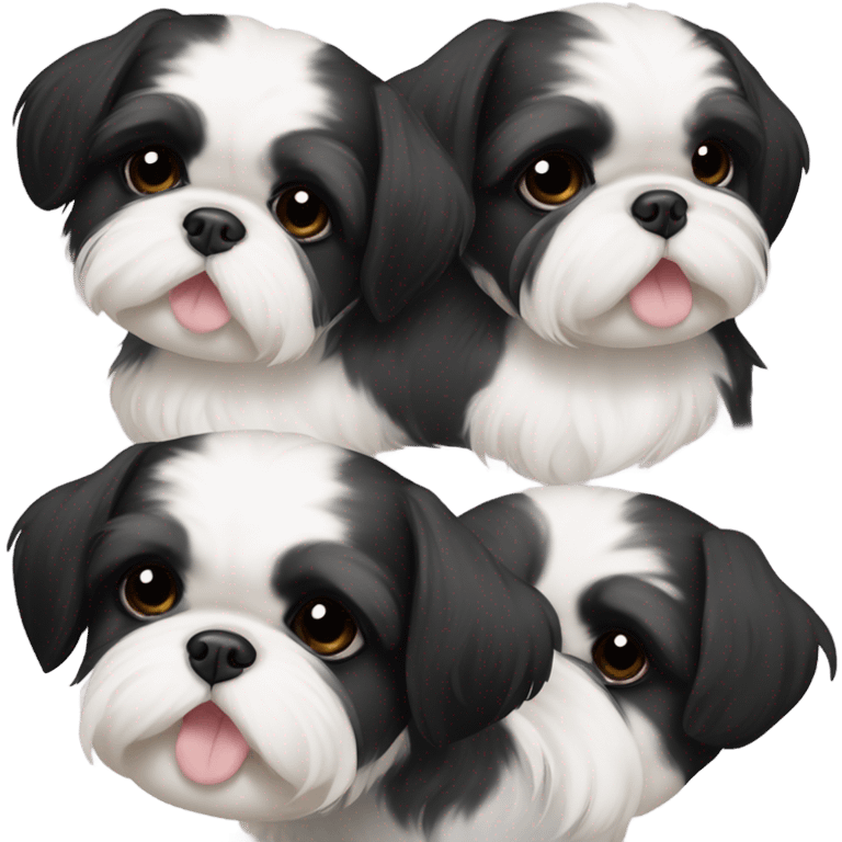 Two Shitz Tzu big faces more black with white Puppies emoji