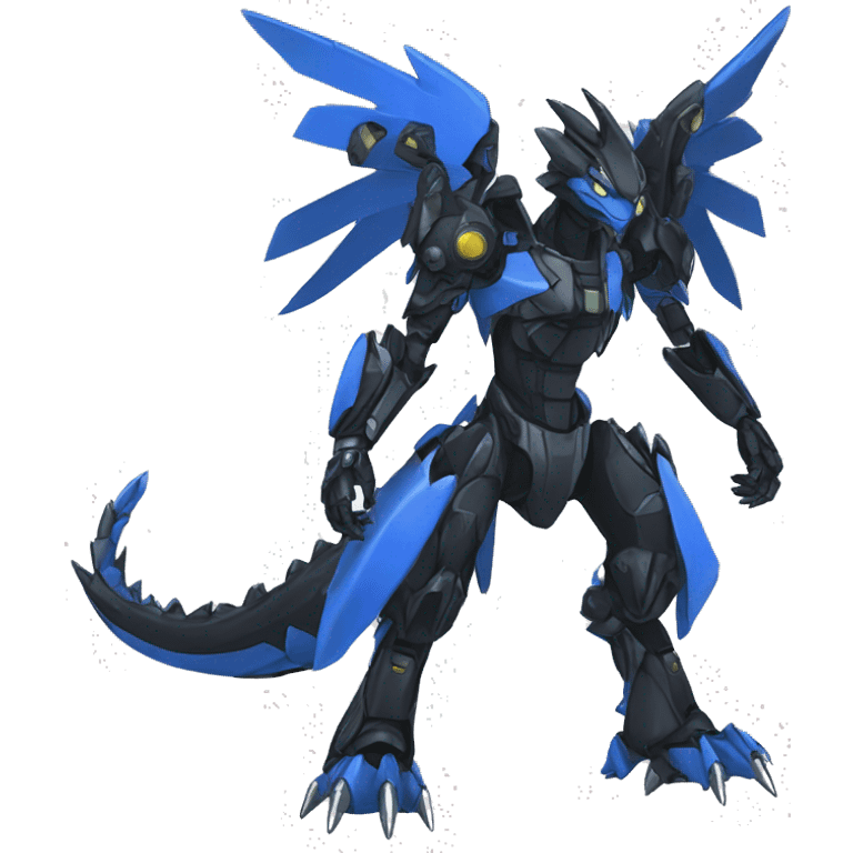  Cool Edgy Black Blue Digimon-Fakemon-Raptor-Dragon-Mecha full body emoji