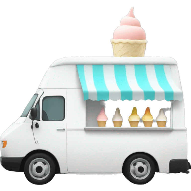 minimalistic white ice-cream van, side view emoji