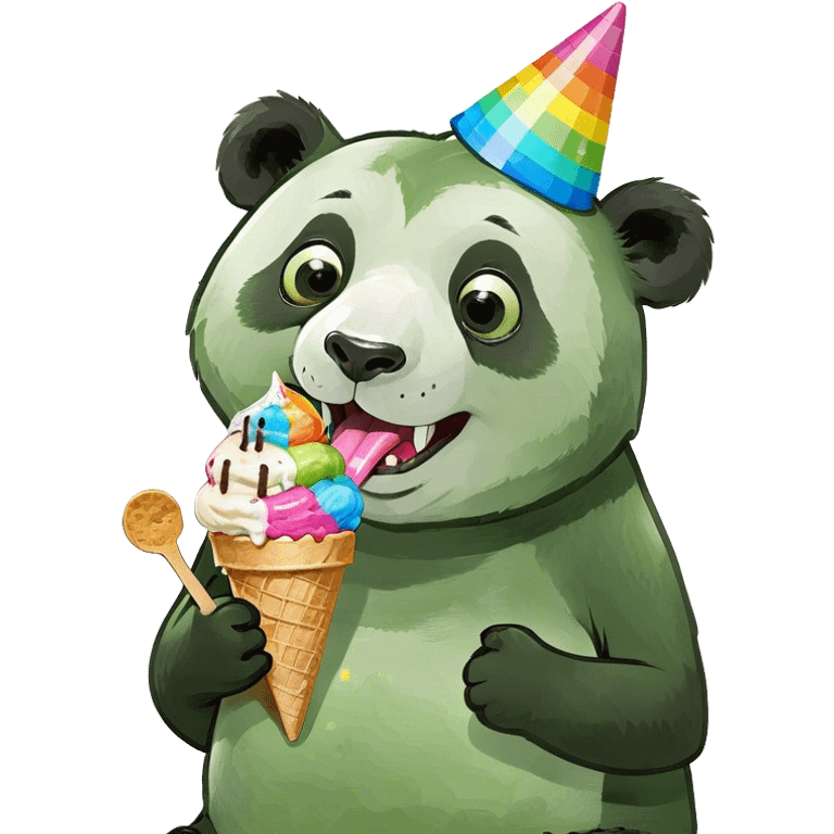 Panda eating ice cream emoji