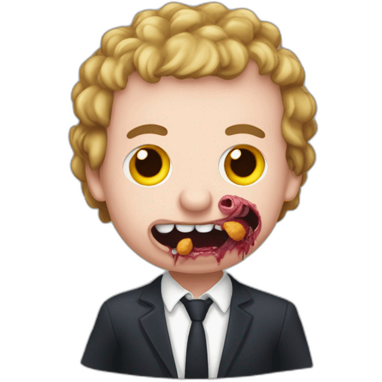 Macron qui tue des poulets zombie avec des pioches en forme de cochon emoji