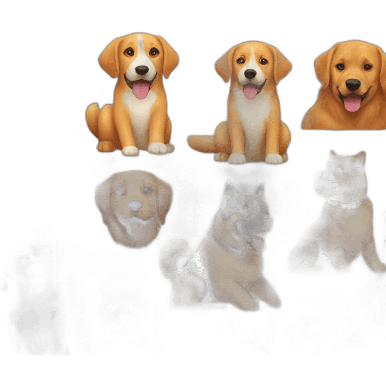 One ginger cat one golden retriever and one Labrador crossed with a beauceron on a motorcycle emoji