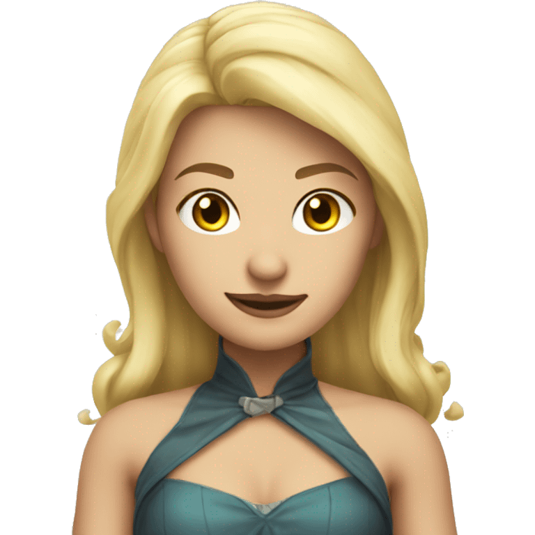 blonde girl in cosplay dress emoji