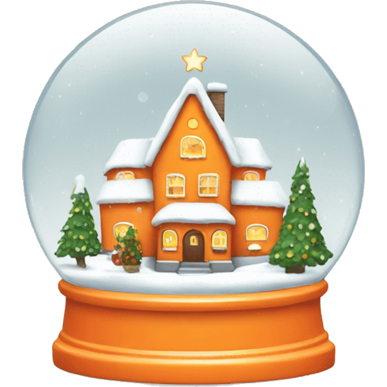 Orange Christmas village snow globe emoji