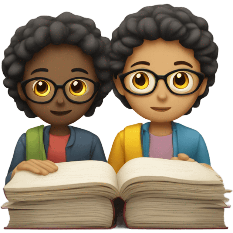 Two people studying hard emoji