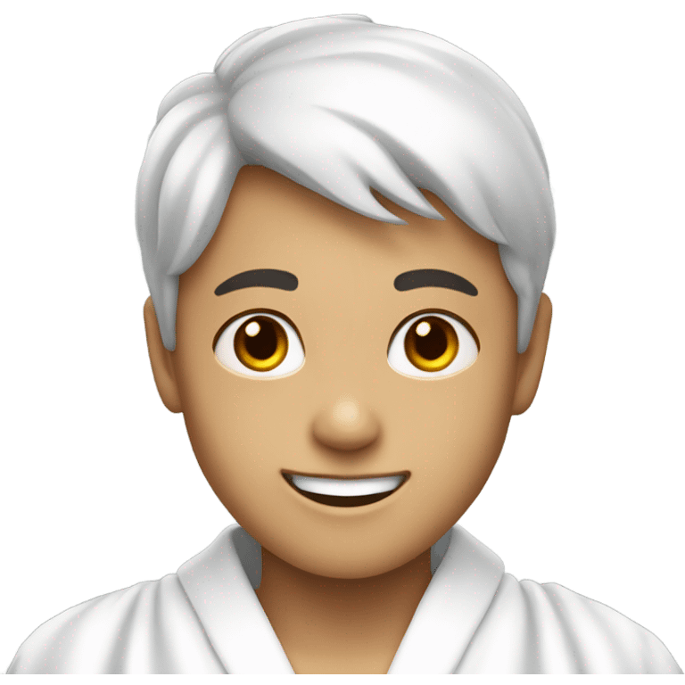 smiling boy in white robe emoji