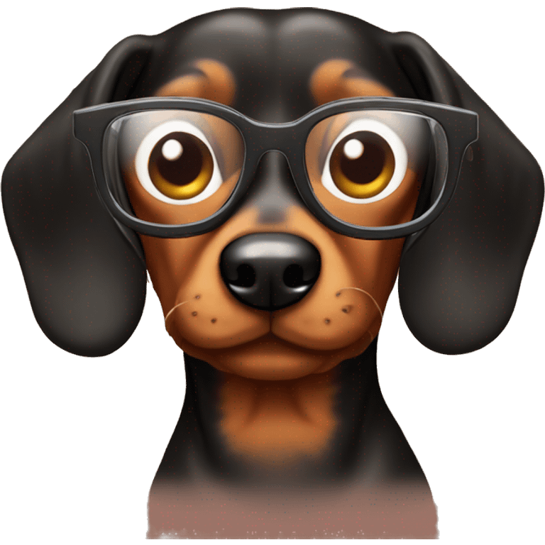 Sausage dog with glasses emoji