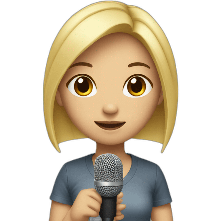 Asian girl with blonde hair and microphone emoji