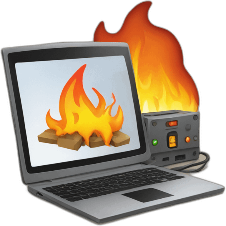 Burning computer at construction site emoji