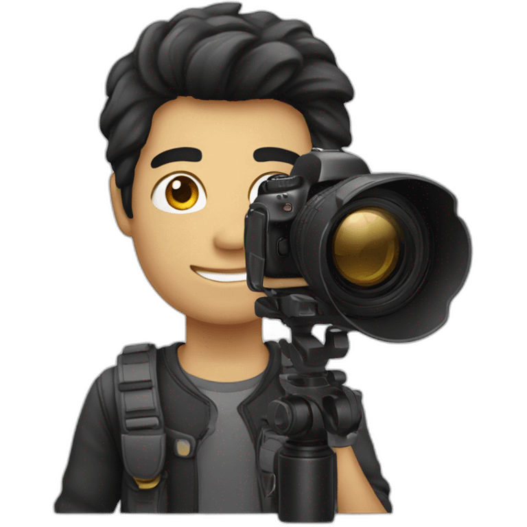 Male Photographer with black hair emoji