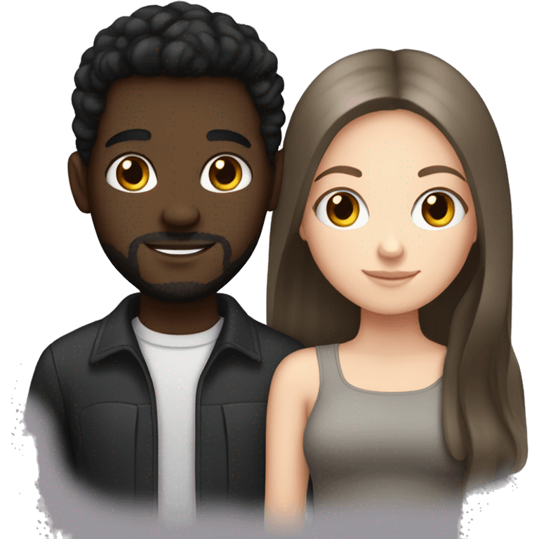 Dark hair white girl with black boyfriend emoji