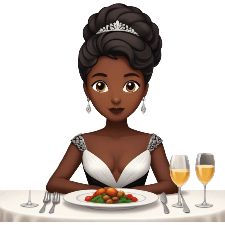 fancy black woman at dinner emoji