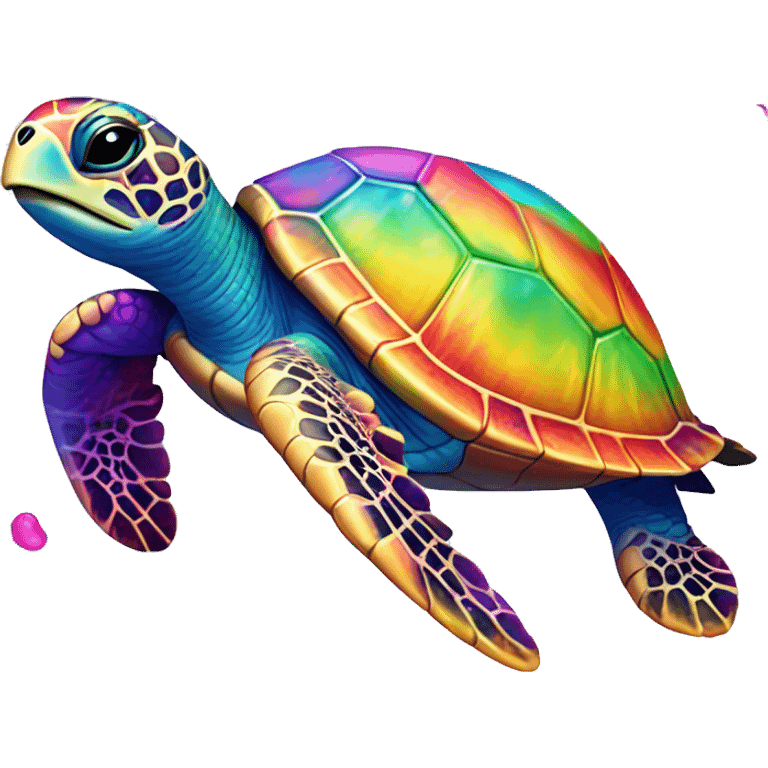 Lisa frank rainbow sea turtle  emoji