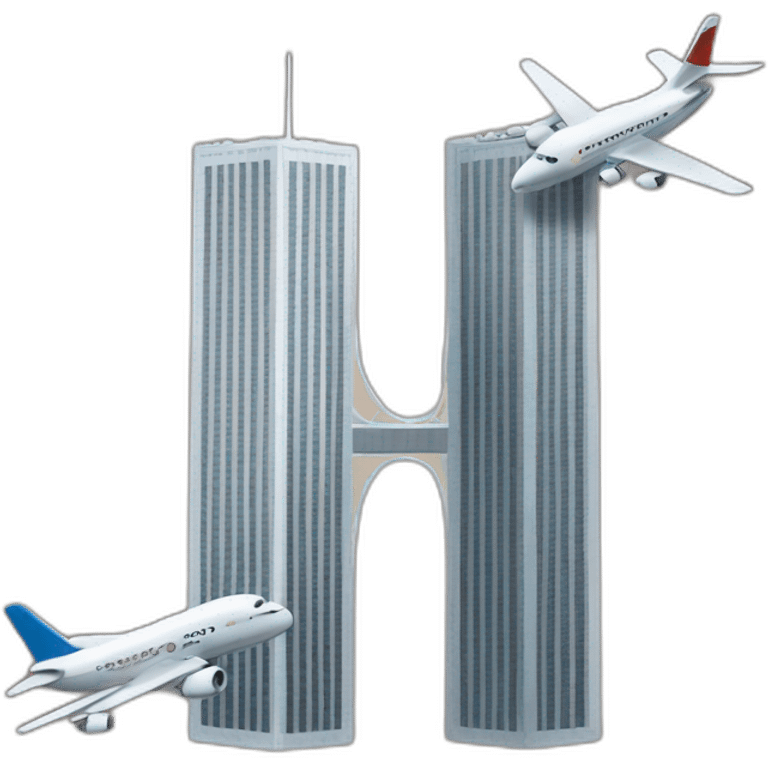 twin tower and plane emoji