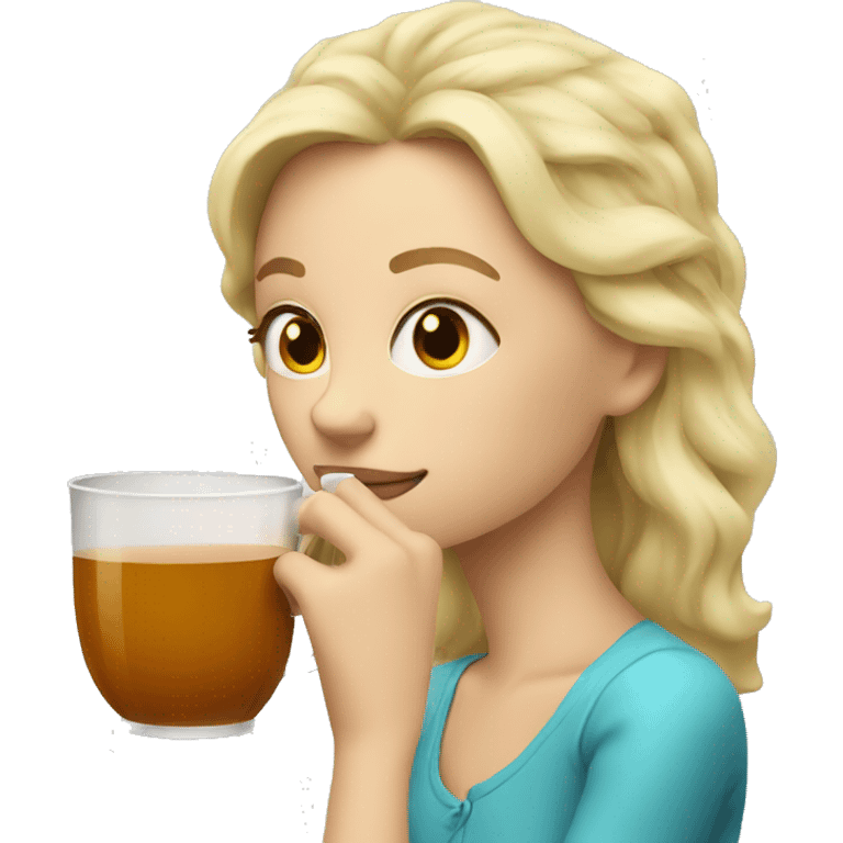 Blonde girl sipping tea emoji