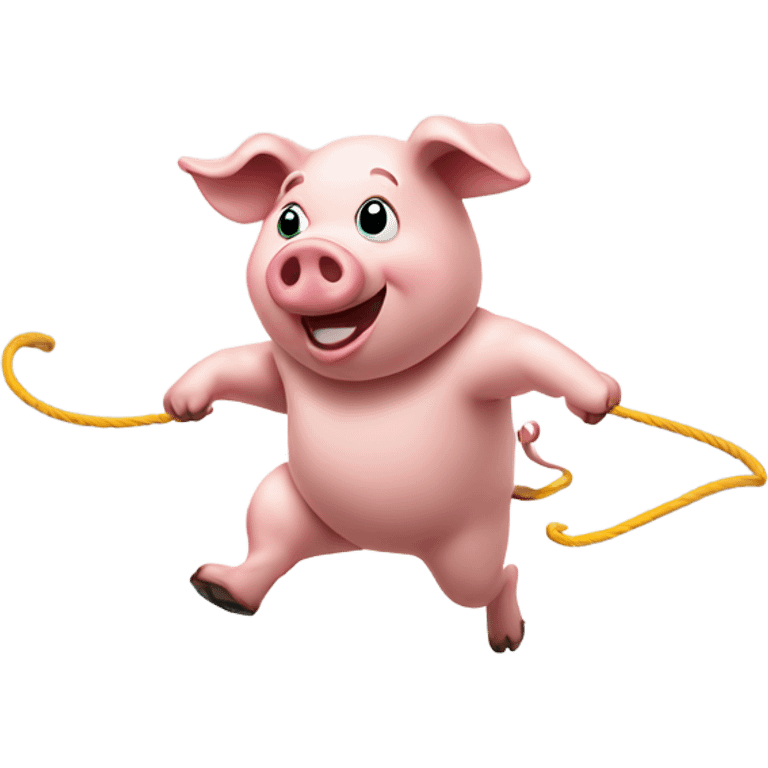 Pig jumping with a jump rope emoji