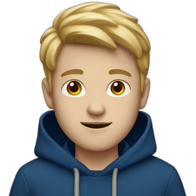 White boy with a dark blue hoodie emoji