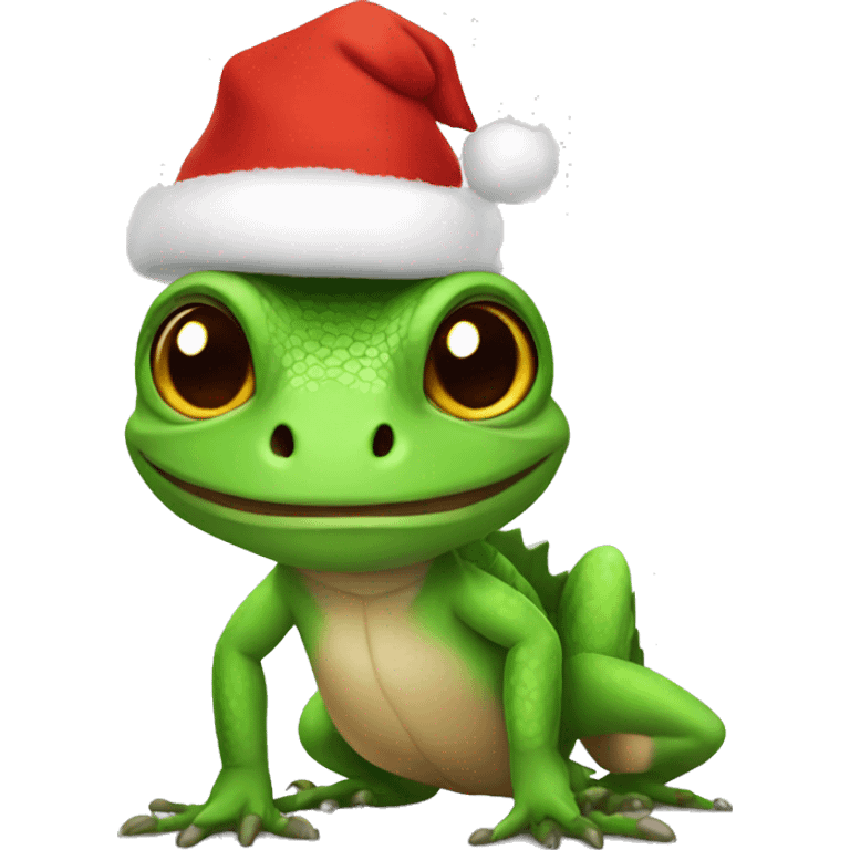 lizard wearing christmas hat emoji